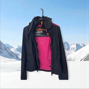 Superdry Black Jacket with Pink Lining